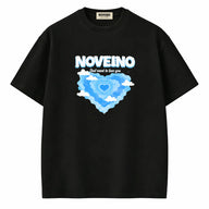 Black Its24heartz NOV 259 T-shirt with crew neckline and short sleeves, displayed on a hanger.