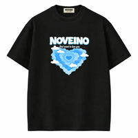 Black Its24heartz NOV 259 T-shirt with crew neckline and short sleeves, displayed on a hanger.