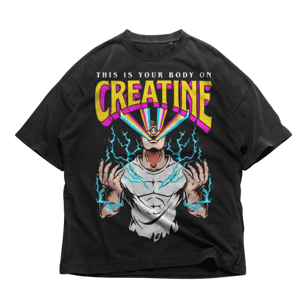 24Heartz creatine T-shirt featuring a bold graphic design on a comfortable fabric.