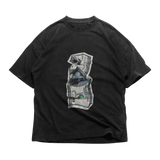 24Heartz dollar graphic T-shirt on a flat lay, showcasing vibrant colors and unique design details.