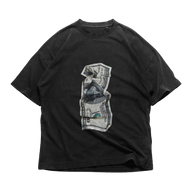 24Heartz dollar graphic T-shirt on a flat lay, showcasing vibrant colors and unique design details.