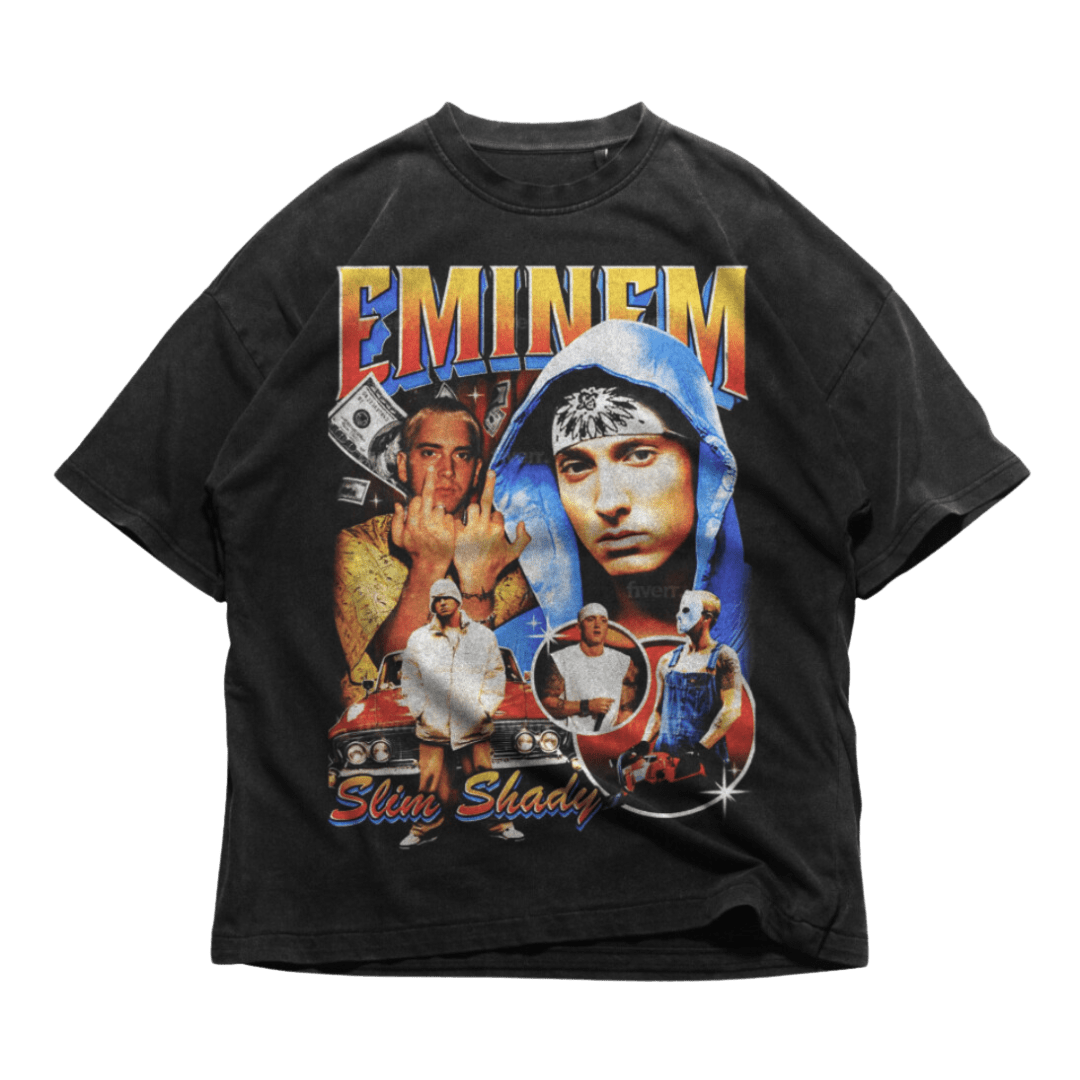 Eminem graphic T-shirt by 24Heartz featuring a bold design and comfortable fit for casual wear.