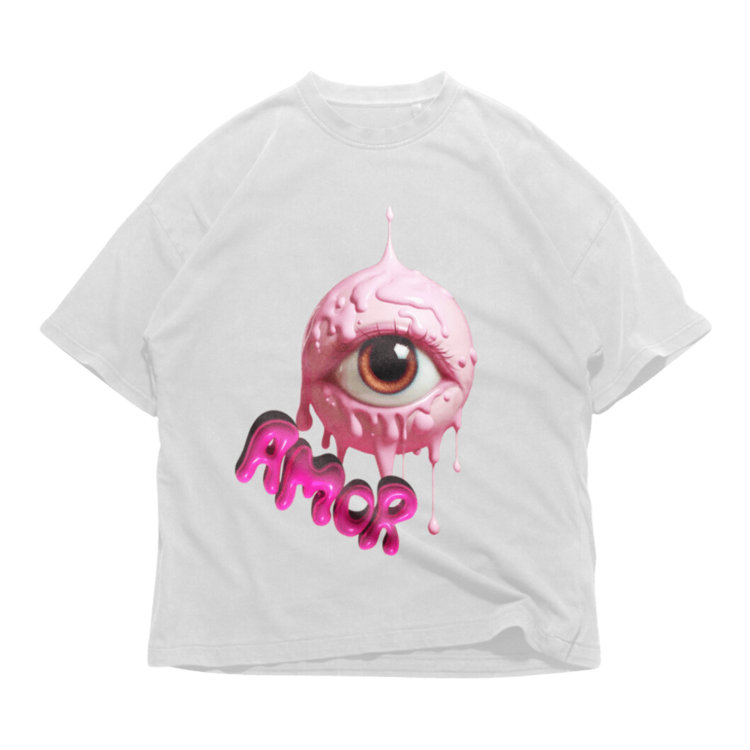 24Heartz Eye Amor T-Shirt featuring a colorful graphic design on a soft fabric.