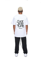 24Heartz FCK Your Type T-Shirt displayed on a hanger, showcasing a casual design in a vibrant color.