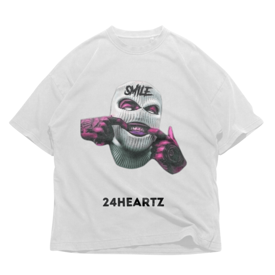 24Heartz Gangsta Smile T-Shirt featuring a graphic print on a casual, comfortable fabric.