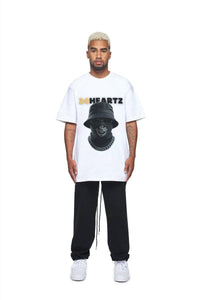 24Heartz gangster T-shirt featuring a bold graphic design on a classic fit, perfect for casual wear.
