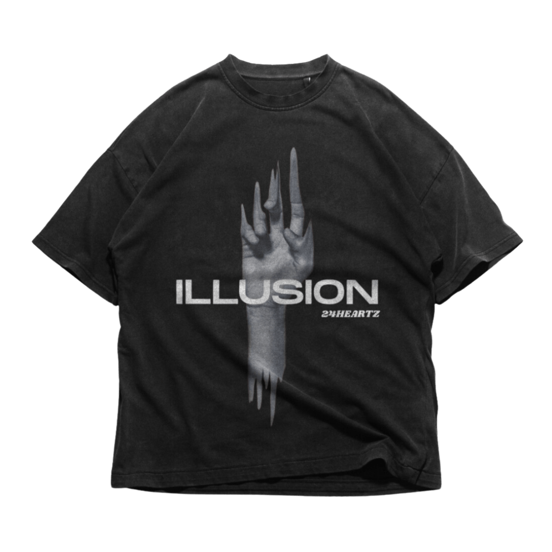 24Heartz Illusion T-Shirt featuring a unique design and vibrant colors on a soft fabric.