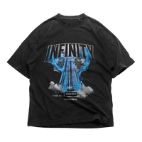 Black 24Heartz infinity T-shirt featuring a stylish graphic design on a soft, comfortable fabric.