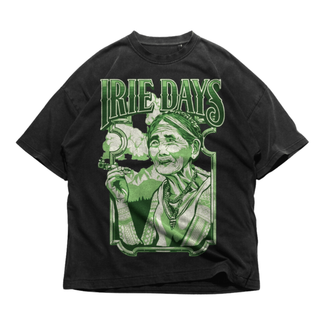 24Heartz Irie Days T-Shirt featuring a colorful design on a casual short-sleeve shirt.