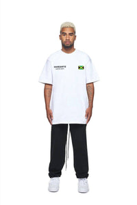 24Heartz Jamaica badge T-shirt featuring a vibrant design on a classic tee.