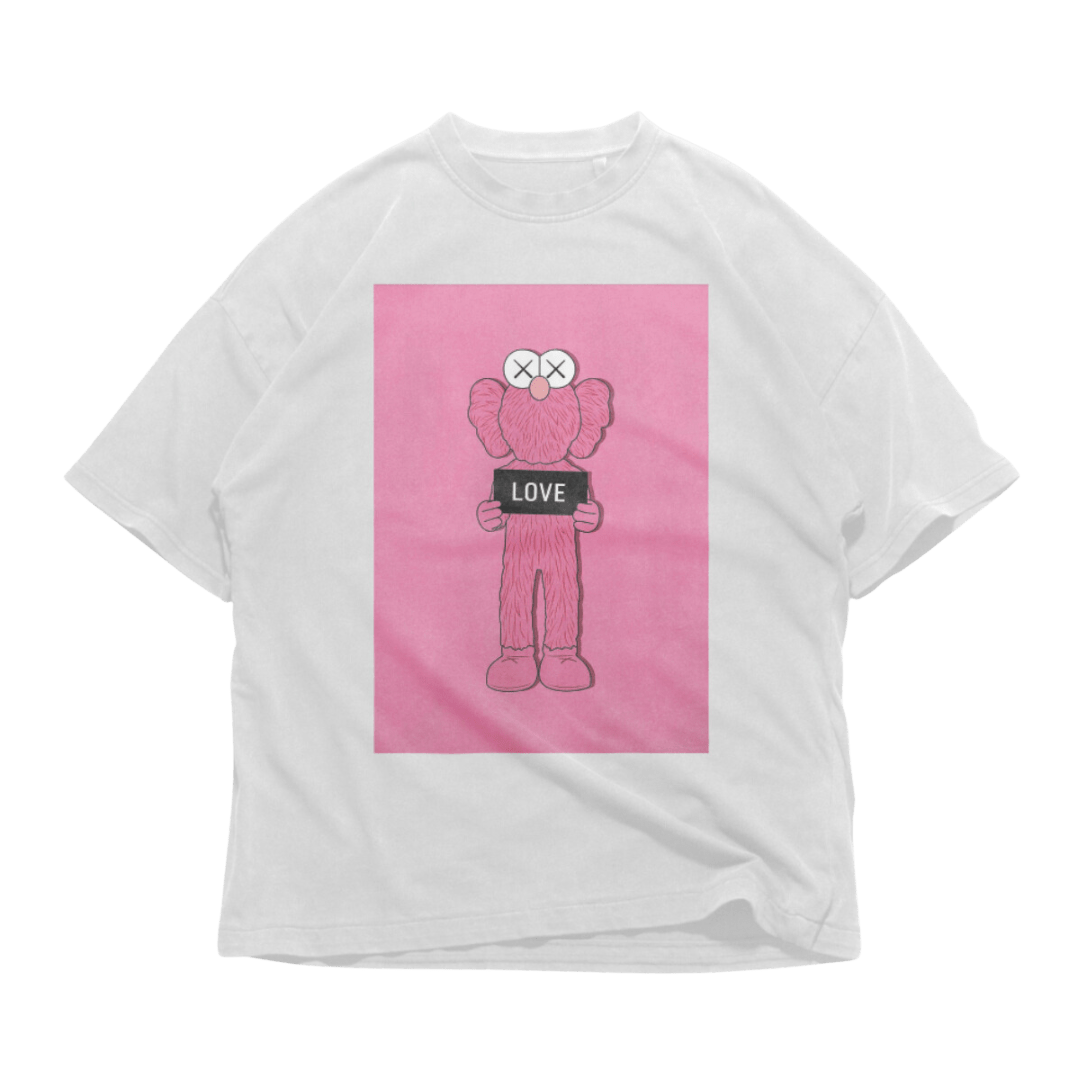 24Heartz Kaws Love T-Shirt featuring a colorful graphic design on a comfortable cotton fabric.