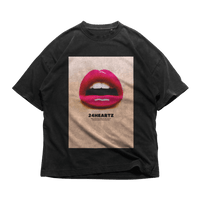 24Heartz lip graphic t-shirt featuring a vibrant design on a casual tee style, perfect for everyday wear.