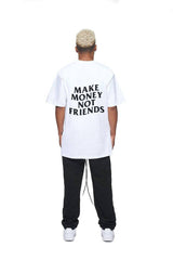 24Heartz "Make Money Not Friends" T-Shirt featuring a bold graphic design on a casual tee.