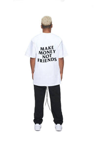 24Heartz "Make Money Not Friends" T-Shirt featuring a bold graphic design on a casual tee.