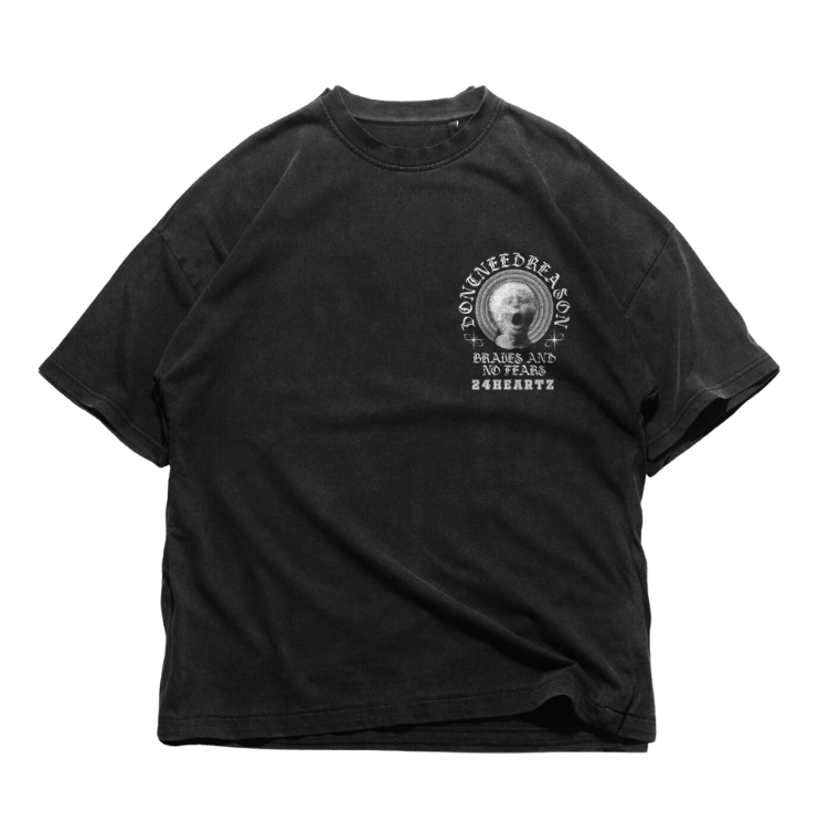24Heartz No Fear T-Shirt featuring a bold graphic design on a classic fit cotton tee.