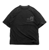 24Heartz Palestine T-Shirt in black featuring a graphic print, displayed on a flat surface.
