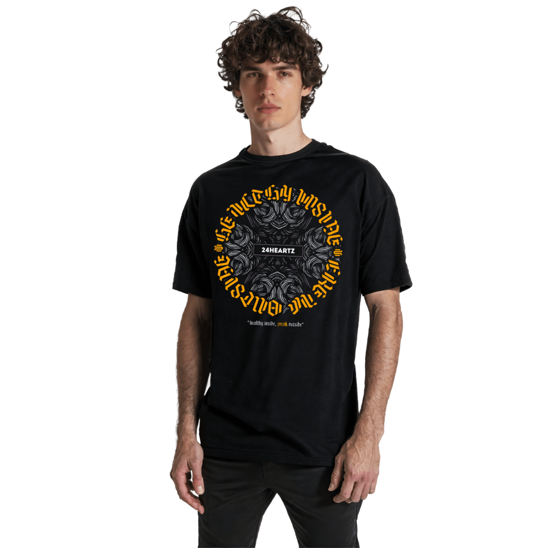 24Heartz Phinx T-Shirt featuring a unique graphic design on a soft, comfortable fabric in a casual style.