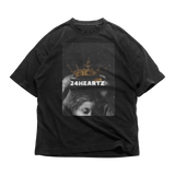 24Heartz Queen T-Shirt in black featuring a stylish graphic design and soft fabric, perfect for casual wear.