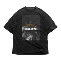 24Heartz Queen T-Shirt in black featuring a stylish graphic design and soft fabric, perfect for casual wear.