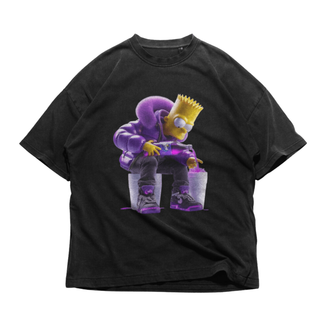 24Heartz Simpson drip t-shirt featuring a colorful design on a casual fit tee.