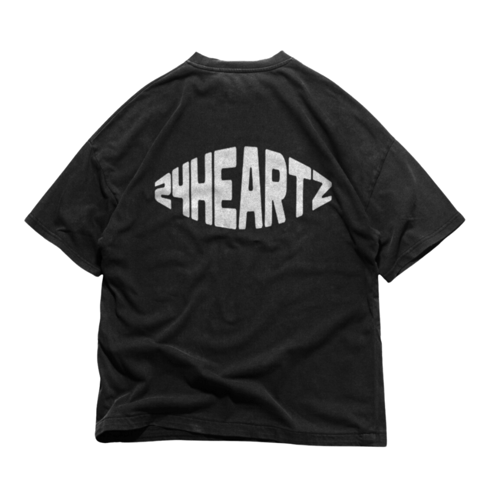 24Heartz T-Shirt featuring a stylish stache graphic on a comfortable fabric, ideal for casual wear.