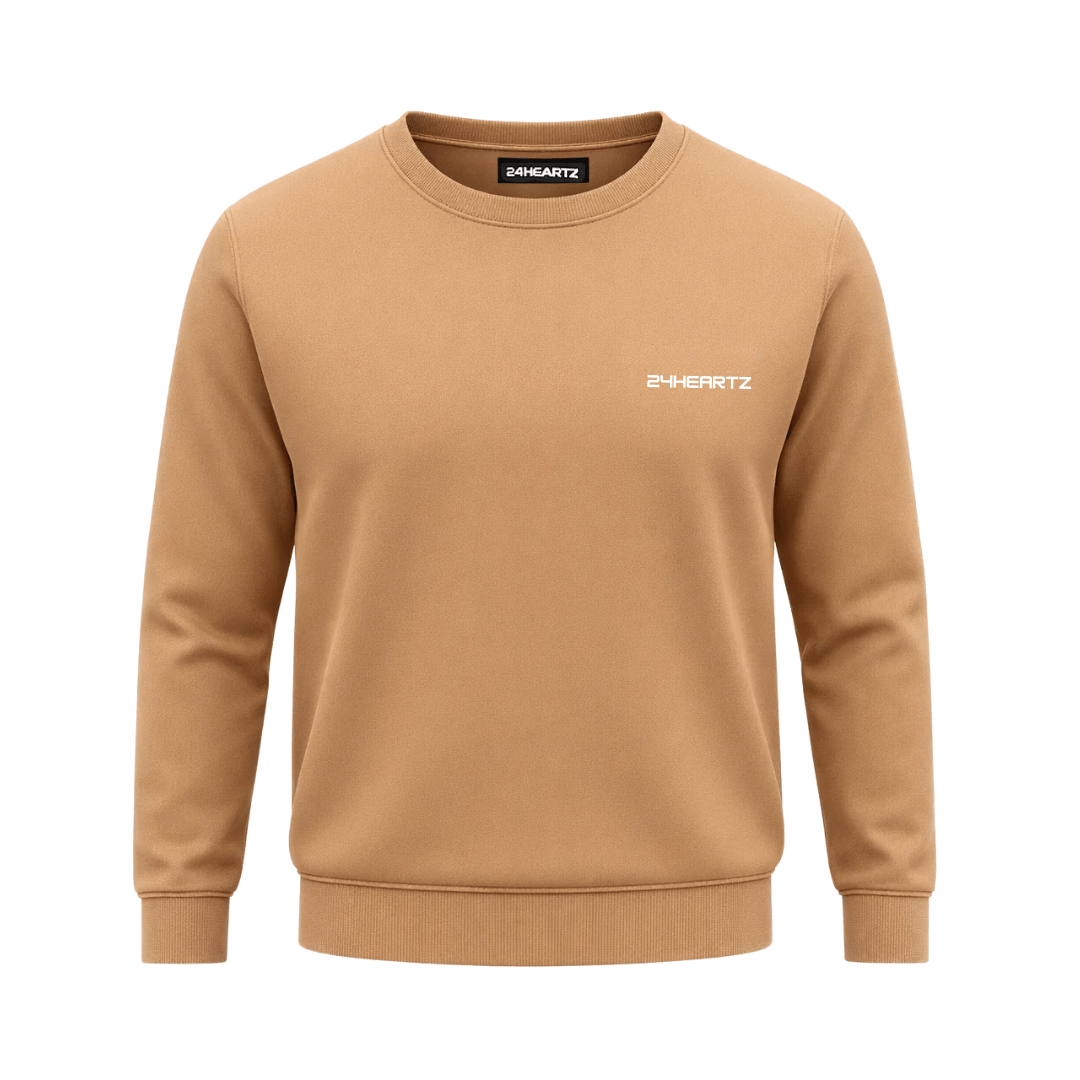 Cozy Its24heartz sweater featuring a soft knit texture and a classic design in a neutral tone.