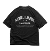 24Heartz World Chaos T-Shirt featuring a bold graphic design on a comfortable fabric, perfect for casual wear.