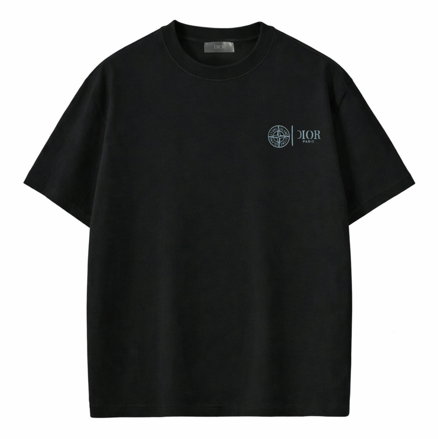 Black Its24heartz T-Shirt with round neckline and short sleeves, casual fit, shown on a white background.