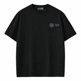 Black Its24heartz T-Shirt with round neckline and short sleeves, casual fit, shown on a white background.