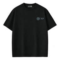 Black Its24heartz T-Shirt with round neckline and short sleeves, casual fit, shown on a white background.