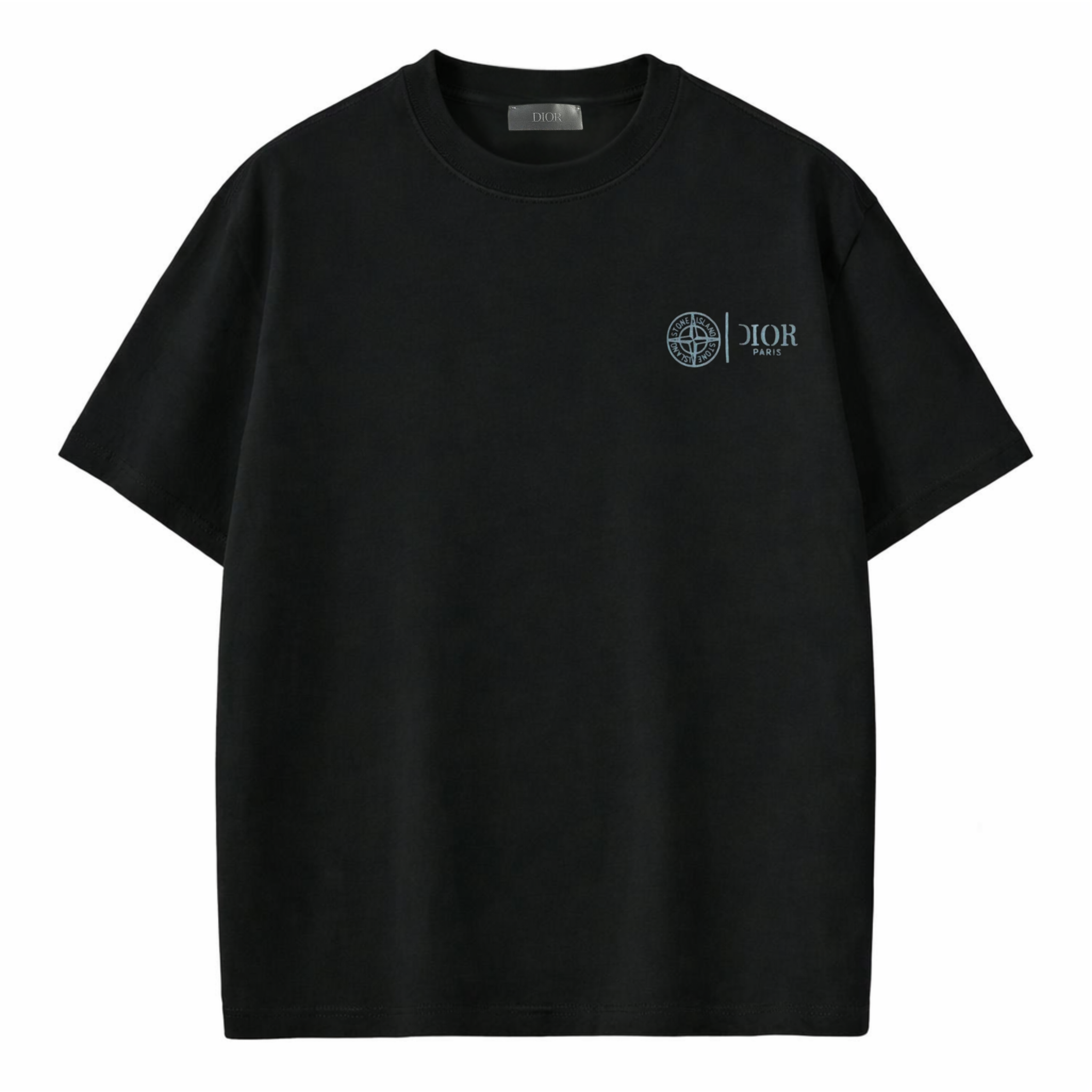 Black Its24heartz T-Shirt with round neckline and short sleeves, casual fit, shown on a white background.
