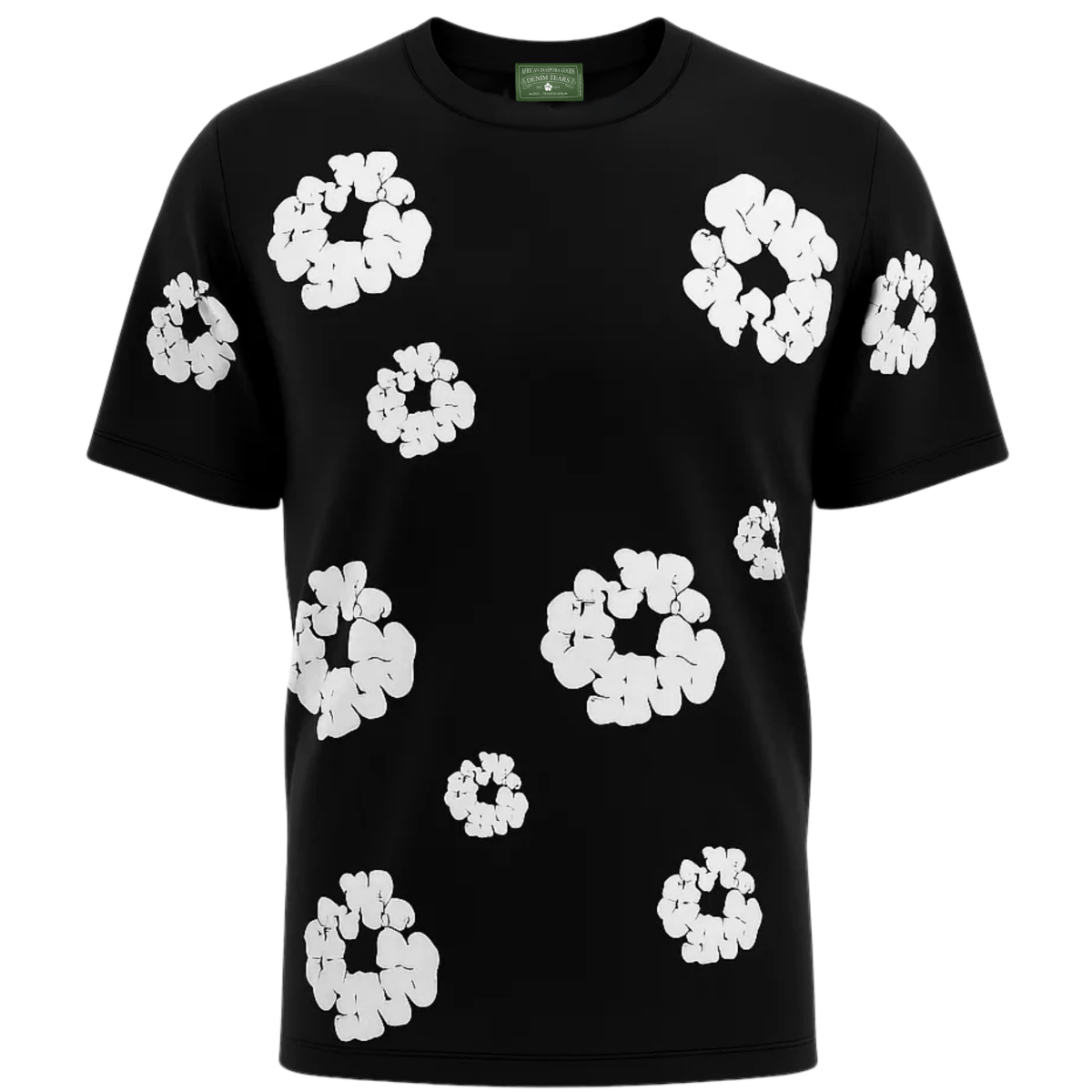 Black Its24heartz T-Shirt with round neckline and short sleeves, displayed flat on a white background.
