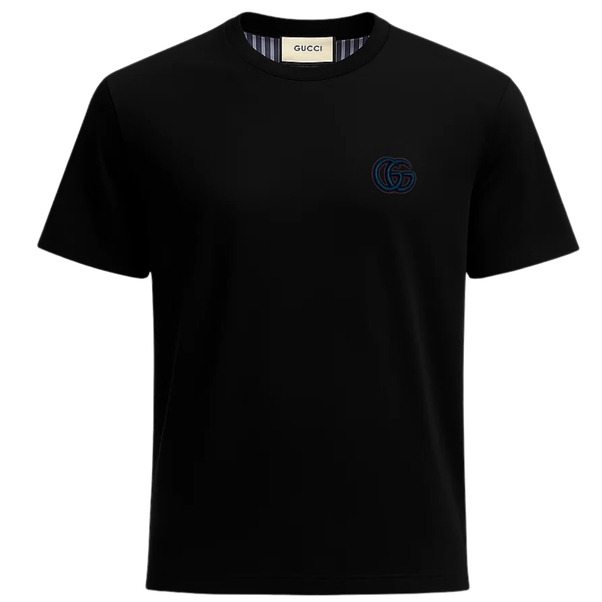 Black Its24heartz T-shirt with a round neckline and short sleeves, displayed flat on a white background.