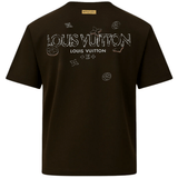 Brown Its24heartz T-Shirt with logo, casual fit, front view showing neckline and short sleeves.