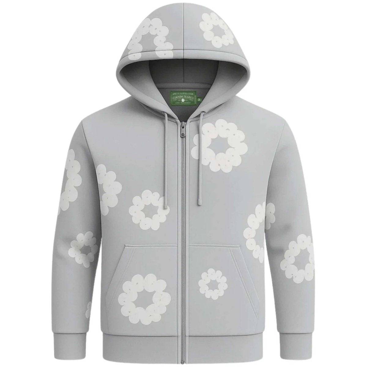 Its24heartz hoodie in gray with a front pocket and drawstring hood, displayed against a neutral background.