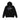 Black Its24heartz hoodie with a relaxed fit, featuring a front pocket and drawstring hood.