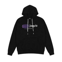 Black Its24heartz hoodie with a relaxed fit, featuring a front pocket and drawstring hood.